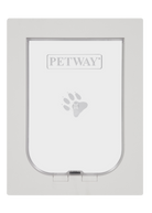 Pet door with 'PETWAY' branding on a white background